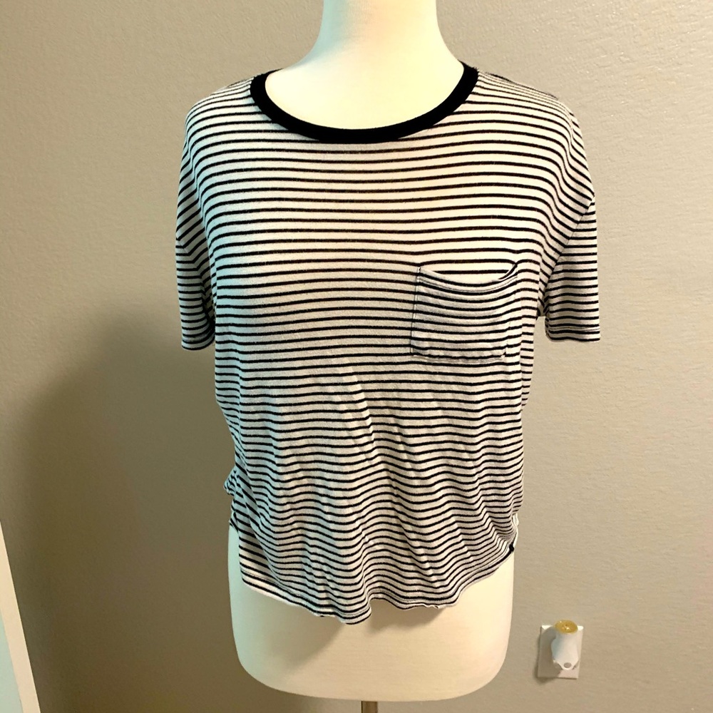 Black & white striped short Blouse